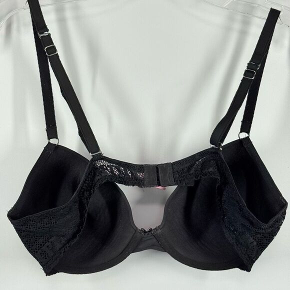 C30 Pink Victoria’s Secret black padded tshirt bra size 36C - Picture 3 of 5